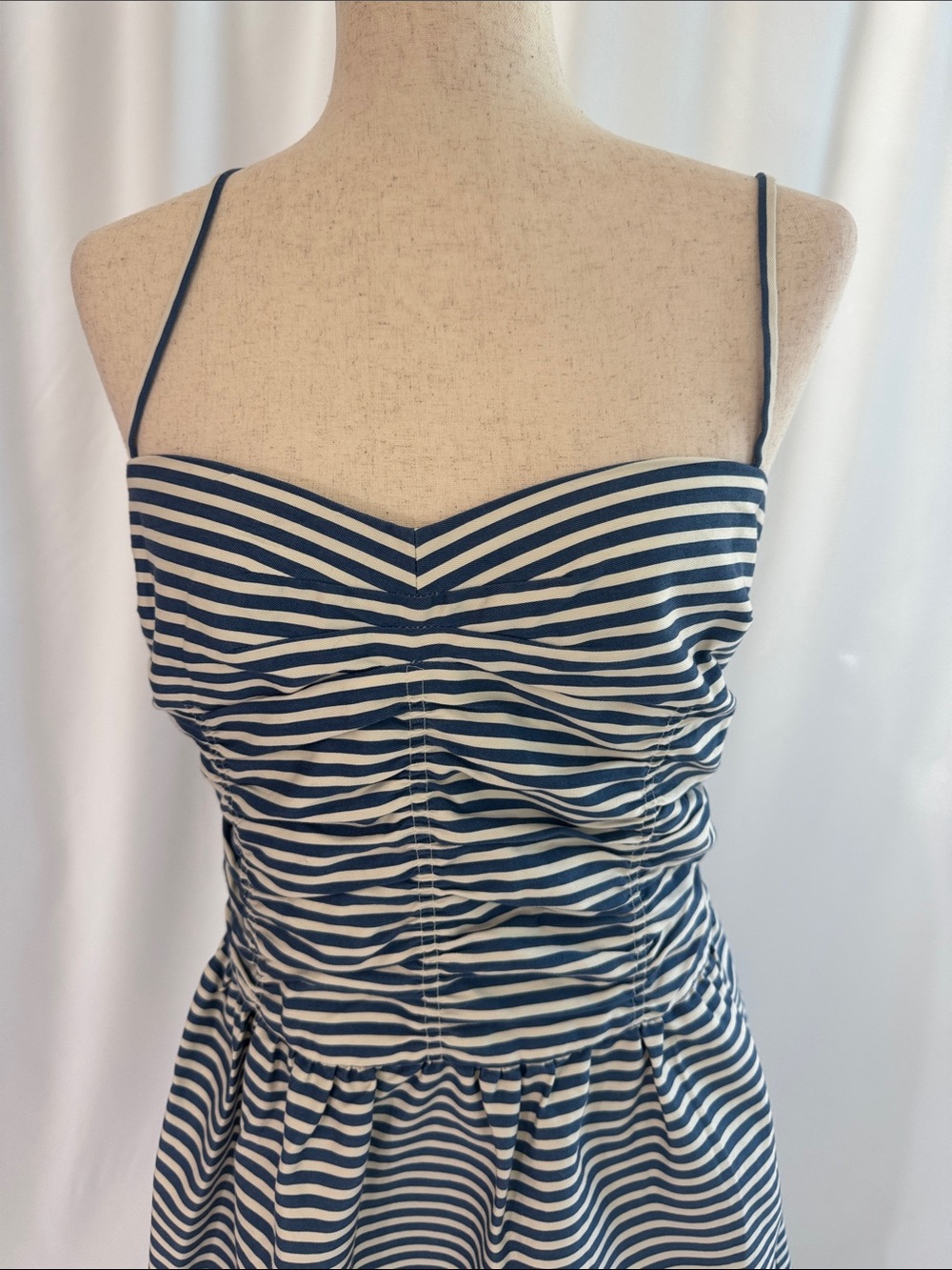 Polo Ralph Lauren Blue & White Striped Spaghetti Strap Nautical Dress Sz 14, NWT - Picture 2 of 10